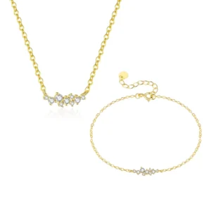 RENSINO Newest 925 Sterling Silver Fashion Jewelry Sets Classic Zircon Pendant Necklace Bracelets Earrings for Women