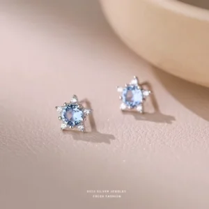 RENSINO Newest Style Star Crystal Zirconia S925 Sterling Silver Stud Earrings for Women Jewelry Accessories YB XY 140