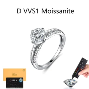 RENSINO Nickel Free Customized Four Claws Round Ring S925 Sterling Silver 0.8CT Moissanite Ring For Female Women Valentine’s Day Gift