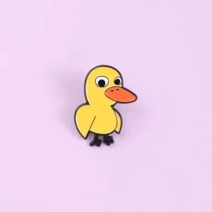 RENSINO No Minimum Cute Funny Duck Song Got Any Grapes Zinc Alloy Enamel Pins Black Nickel Plated Yellow Duck Big Eyes