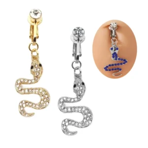 RENSINO Non Piercing Body Jewelry Snake Belly Piercing Fake Navel Piercing Jewelry Ring Multi