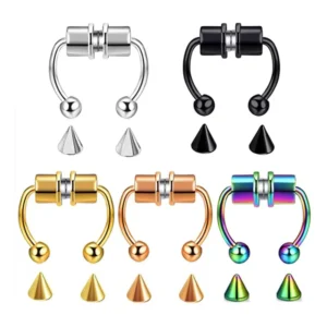RENSINO Non Piercing Nose Ring Fashion Body Jewelry Stainless Steel Nose Rings Hoop