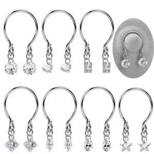 RENSINO Non penetrating Nipple Ring Zircon Pendant Stainless Steel Nipple Clip Sexy Body Nail