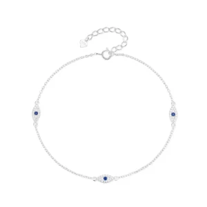 RENSINO Non-tarnish Women’s 925 Sterling Silver Evil Eyes Anklet Chain Turkish Eye Leg Chain Link Jewelry Supplier