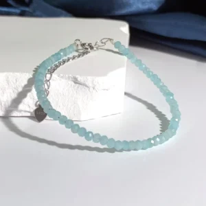 RENSINO Nuoli NGB0025 Bohemian Jewelry Natural Crystal Gemstone Blue Amazonite 925 Silver Handmade Faceted Beads Bracelet for Girl