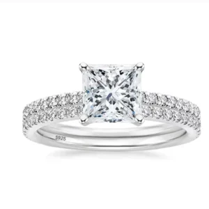 RENSINO OAHLAN 2CT 925 Sterling Silver Bridal Ring Sets Princess Square Cut CZ Engagement Wedding Bands Promise Rings for Women