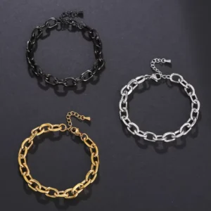 RENSINO OEM Armband Metal Clavicle Cuban Chain 18k Gold Silver Black Stainless Steel Bracelet