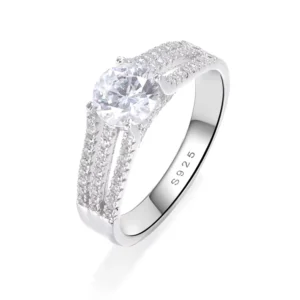 RENSINO OEM Custom Silver Jewelry CZ Stone Wedding Ring Diamond Engagement Rings for Women
