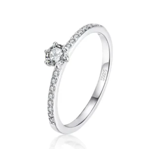 RENSINO OEM Hexagonal Princess Cut Cubic Zirconia Ring Trendy Sterling Silver Wedding Engagement Fashion Jewelry for Women Designer Bulk