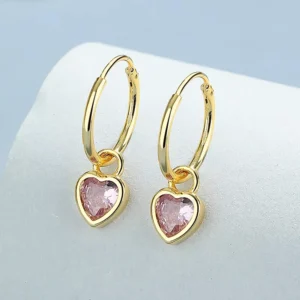 RENSINO OEM ODM 925 Sterling Silver Fine Jewelry Earrings High End Light Luxury Heart Zircon Fashion Pendant Hoop Earrings for Wedding