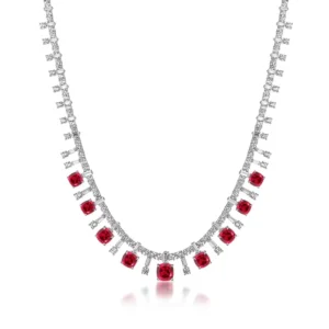 RENSINO OEM ODM Fine Jewelry Manufacturer Customized Necklace 925 Silver Red Ruby Blue Sapphire Emerald Custom Made Fine Jewelry