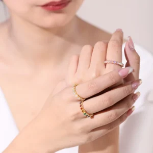 RENSINO OL0953 Abiding Trendy Jewelry Sterling Silver 925 Ring Gold China 3mm Wedding Band Stacking Eternity Rings