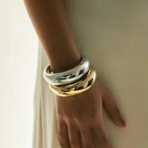 RENSINO ORNAPEADIA BOHEMIA New Bohemian Style Geometric Open Cuff Bracelet Women Hot Selling Modern Minimalist Glossy Design Fashion
