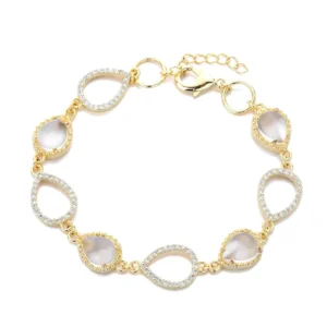 RENSINO OUGEPHELI French style Soft Pear shaped Moissanite Cats eye Pendant Tennis Bracelet 925 Silver Niche Design Adjustable