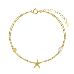 RENSINO Ocean Style Shell Starfish Freshwater Pearl Anklet 925 Sterling Silver Fashion Jewelry