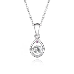 RENSINO Oem Fashion 925 Silver Teardrop Moving Stone Moissanite Diamond Jewelry High Quality Moissanite Pendant Necklace
