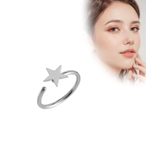 RENSINO Open Adjustable Nose Rings for Women Dainty Copper Silver Color Stainless Steel Nose Screw