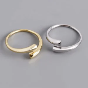 RENSINO Open Finger Silver Rings Jewelry Personality Simple S925 Sterling Silver Open Adjustable Rings for Couple