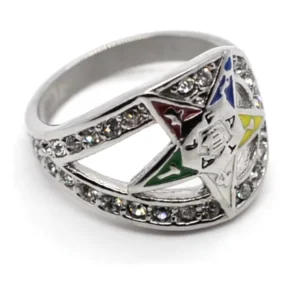 RENSINO Order of the Eastern Star OES Female Mason Ring with Color Enamel Eastern Star Oes Jewelry Full Stone Ring