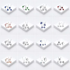 RENSINO Original 925 Silver Zircon Necklace Ring and Earring Charm DIY Set for Ladies Exquisite Luxury Anniversary Jewelry Collection