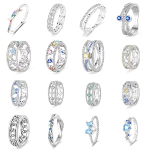 RENSINO Original Design 925 Silver Fine Rings High Quality Personalized Zircon Jewelry Luxurious Fashionable Gift for Women