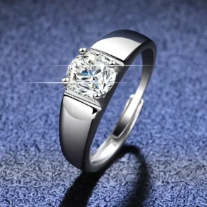 RENSINO Original Design Fine Jewelry 925 Sterling Silver Ring for Men Luxury Men’s Moissanite Wedding Ring Jewelry