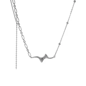RENSINO Original Design Minimal Niche Seagull Series Texture S925 Sterling Silver Necklace Collarbone Chain Woman
