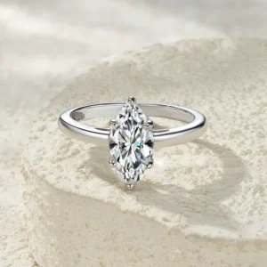 RENSINO Original Factory Classic 925 Sterling Silver Rings Wedding Rings 2ct Marquise Cut Moissanite Ring
