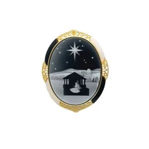 RENSINO Ornate Pin Engraved Charm Vintage Silver Elegant Brooch With Gold Plated Style