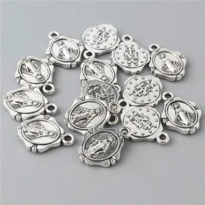 RENSINO Our Lady of Grace Medal Catholic Jewelry Antique Silver Plated 13*17mm Small Pendant