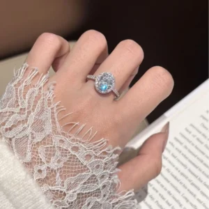 RENSINO Oval Cut Moissanite S925 Sterling Silver Engagement Promise Daily Wear Wedding Party Ring