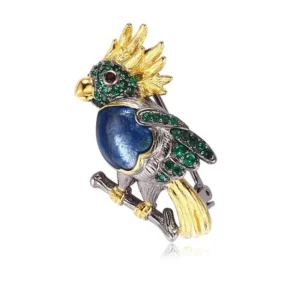 RENSINO PERFECT Handmade Fancy Realistic Bird Enamel Small Brooch Pin 925 Sterling Silver Brooches