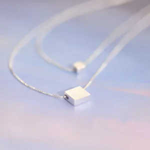 RENSINO PL175 New Fashion Jewelry Chain 925 Silver square Double Necklace for Women