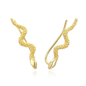 RENSINO POLIVA Fashion 18K Gold Plated Jewelry Snake Earring 925 Sterling Silver Studs Snake Earrings