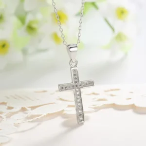 RENSINO POLIVA Fashion Jewelry 925 Sterling Silver Pendants 3A Cubic Zirconia Rhodium Plated Micro Pave Cross CZ Pendant