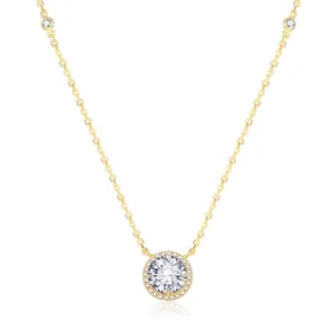 RENSINO POLIVA Women’s Fashion Gold Plated Necklace Dainty Cubic Zirconia 925 Sterling Silver Chains for Gifts