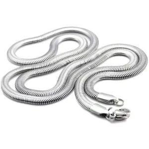 RENSINO PVD 18K Gold Plated Hip Hop Stainless Steel Flat Snake Chain Necklace 3mm 4mm 5mm 6mm 8mm Width