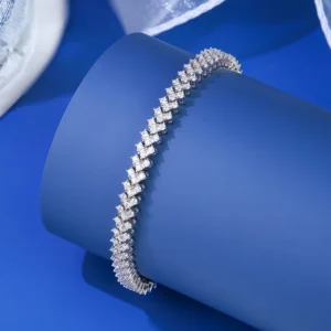 RENSINO Pass Diamond Tester 6mm Width 925 Sterling Silver with GRA Certified Moissanite Iced Hip Hop Cuban Bracelet