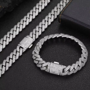 RENSINO Pass Diamond Tester 925 Solid Silver Iced Out Hip Hop VVS1 Moissanite Cuban Link Chain