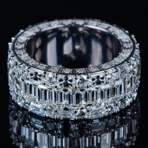 RENSINO Pass Diamond Tester Iced Out Hiphop VVS Ring 925 Sterling Silver Buss Down Dazzling Moissanite Ring