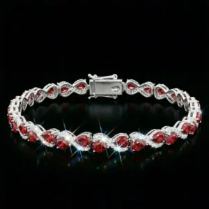RENSINO Pass Diamond Tester VVS Moissanite Tennis Bracelet Luxury Custom 925 Silver Pear Cut Diamond Tennis Chain Necklace Fine Jewelry