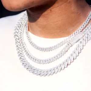 RENSINO Pass the Diamond Tester VVSmossanite S925 Silver Gold Plated Jewelry Gra Certificate 8mm Cuban Link Chain Moissanite
