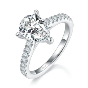 RENSINO Pear Shaped Moissanite Engagement Ring S925 Sterling Silver Wedding Proposal Jewelry OEM