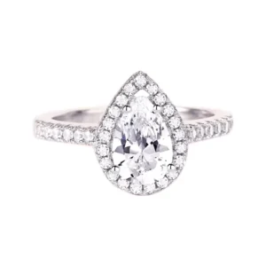 RENSINO Pear Teardrop Zircon CZ Wedding Jewelry 925 Sterling Silver Wedding Engagement Ring