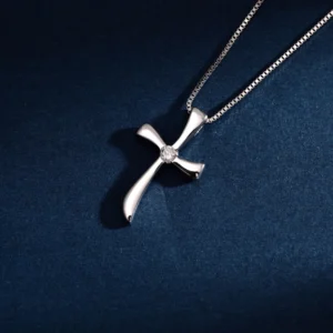 RENSINO Pendant Jewelry Rhodium Plated Cubic Zirconia Cross God Retro Pendant 925 Sterling Silver Fine Jewelry Pendant