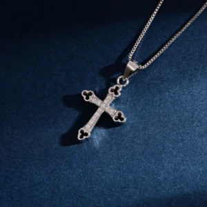 RENSINO Pendant Jewelry Rhodium Plated Cubic Zirconia Cross God Retro Pendant 925 Sterling Silver Fine Jewelry Pendant
