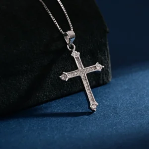 RENSINO Pendant Jewelry Rhodium Plated Cubic Zirconia Cross God Retro Pendant 925 Sterling Silver Fine Jewelry Pendant