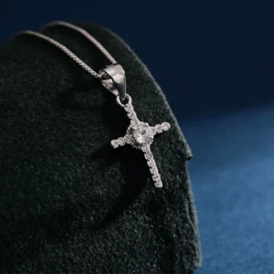 RENSINO Pendant Jewelry Rhodium Plated Cubic Zirconia Cross God Retro Pendant 925 Sterling Silver Fine Jewelry Pendant