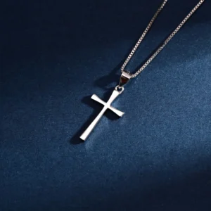 RENSINO Pendant Jewelry Rhodium Plated Plain Cross God Retro Pendant 925 Sterling Silver Fine Jewelry Pendant