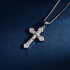 RENSINO Pendant Jewelry Rhodium Plated Plain Silver Cross God Retro Pendant 925 Sterling Silver Fine Jewelry Pendant